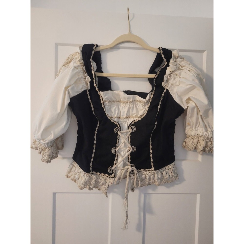 Landhaus Vintage German Bavarian Authentic Linen Mieder Blouse Size Medium